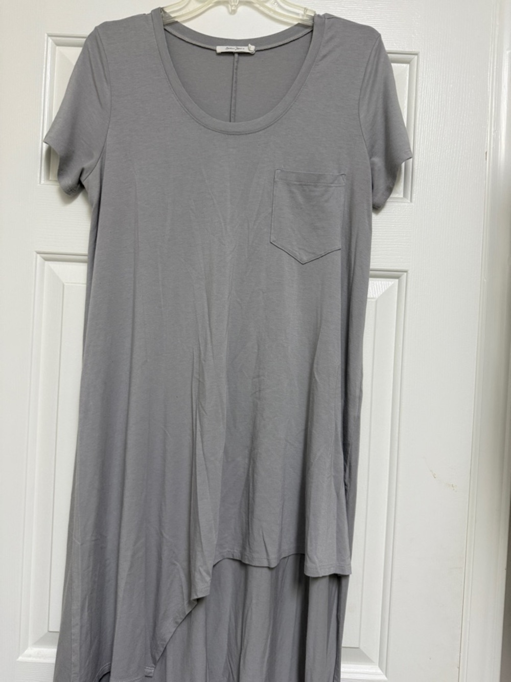 Light Gray High-Low Pocket Tee Dress